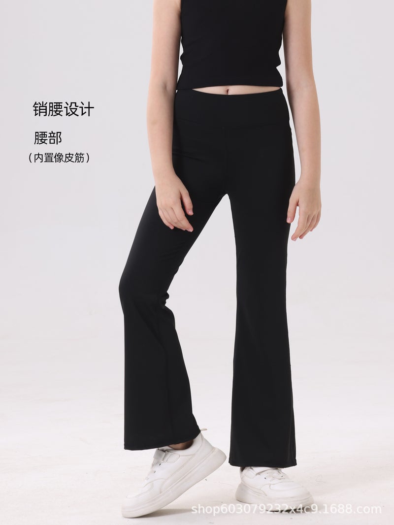 2025 Children'S Flared Yoga Pants Girls' Sports Training Solid Color Long Pants Leggings Breathable Quick-Dry For Outdoor Wear - Image 1